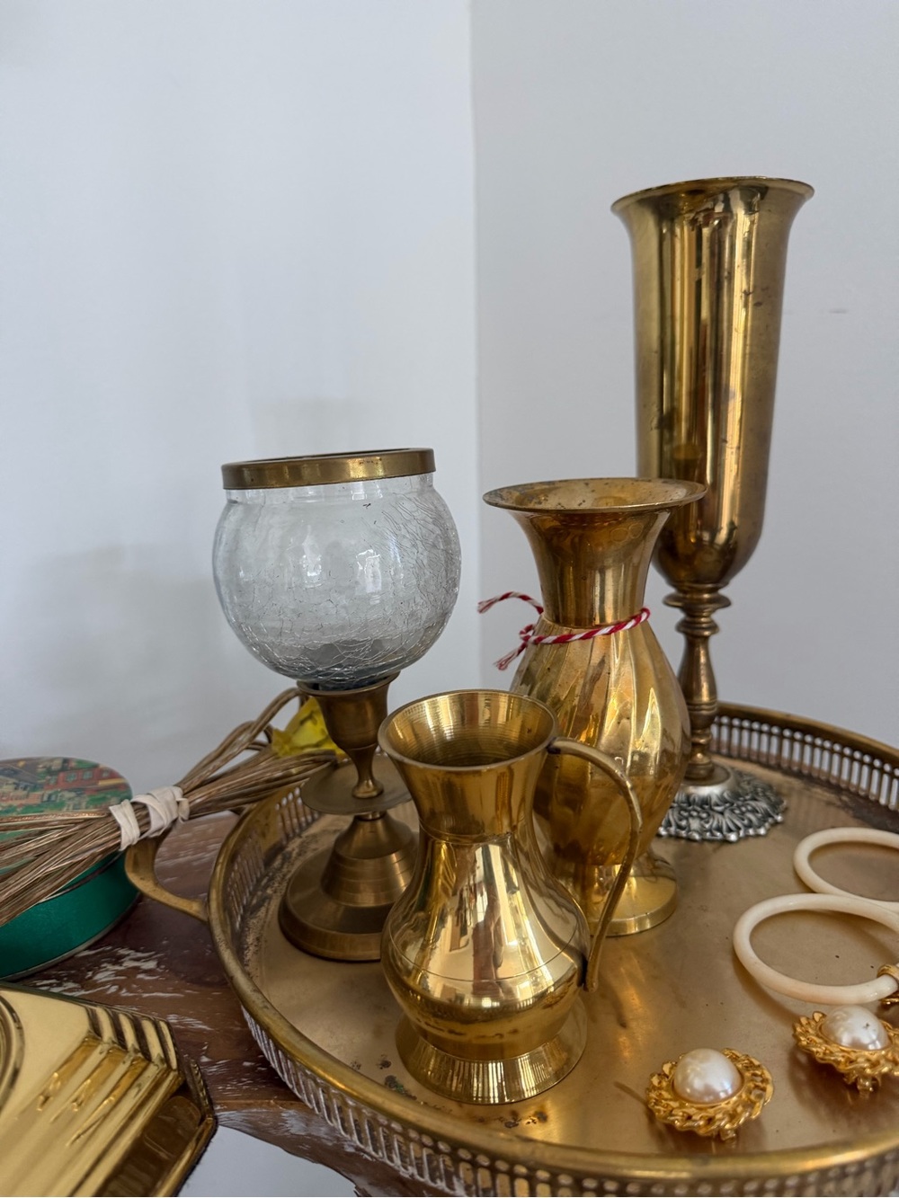 Brass Decorative Vases and Candle Holder Set - Gold Finish 4